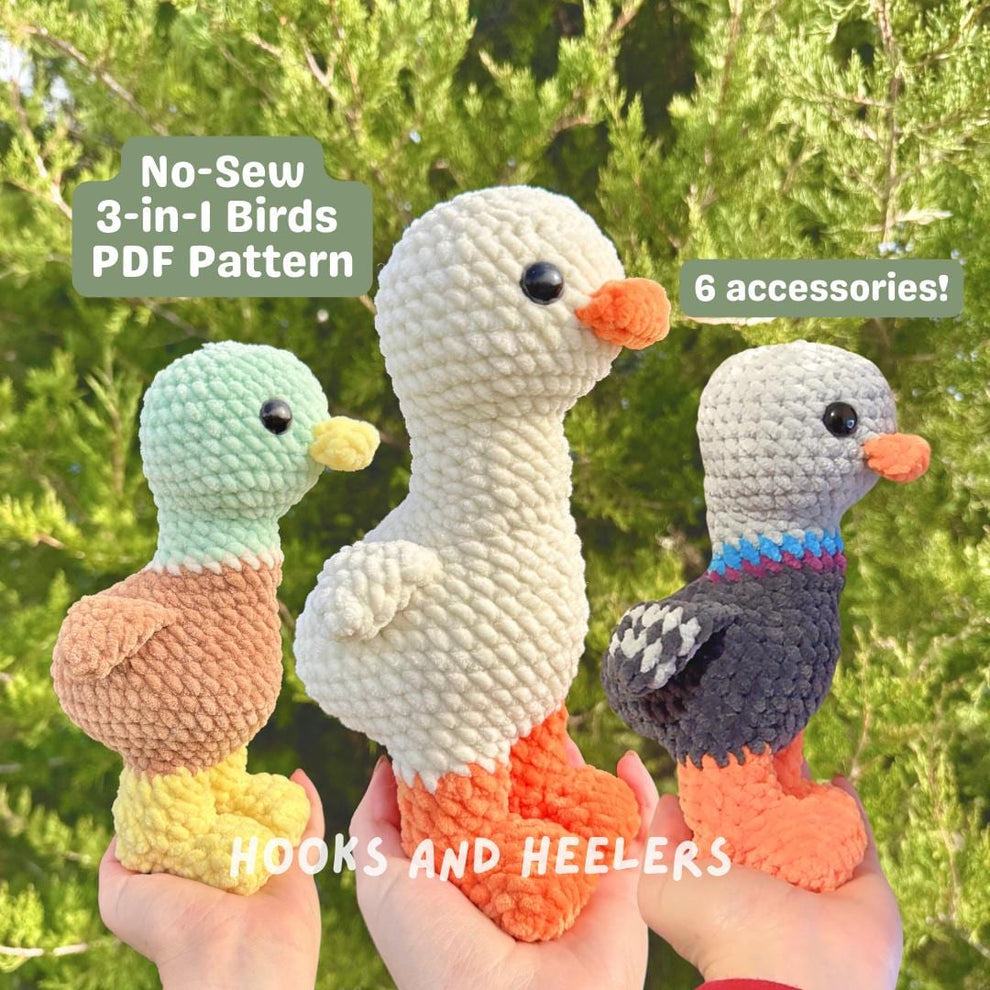 3 in 1 Birds PDF PATTERN – Hooks and Heelers